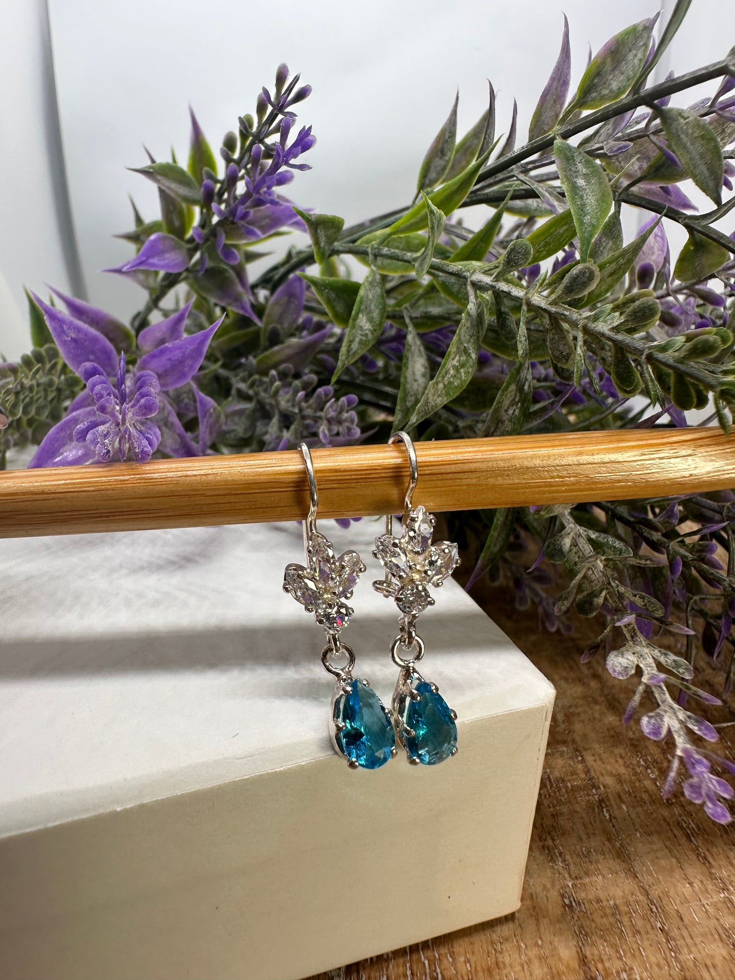 Aqua Blue Silver Earrings