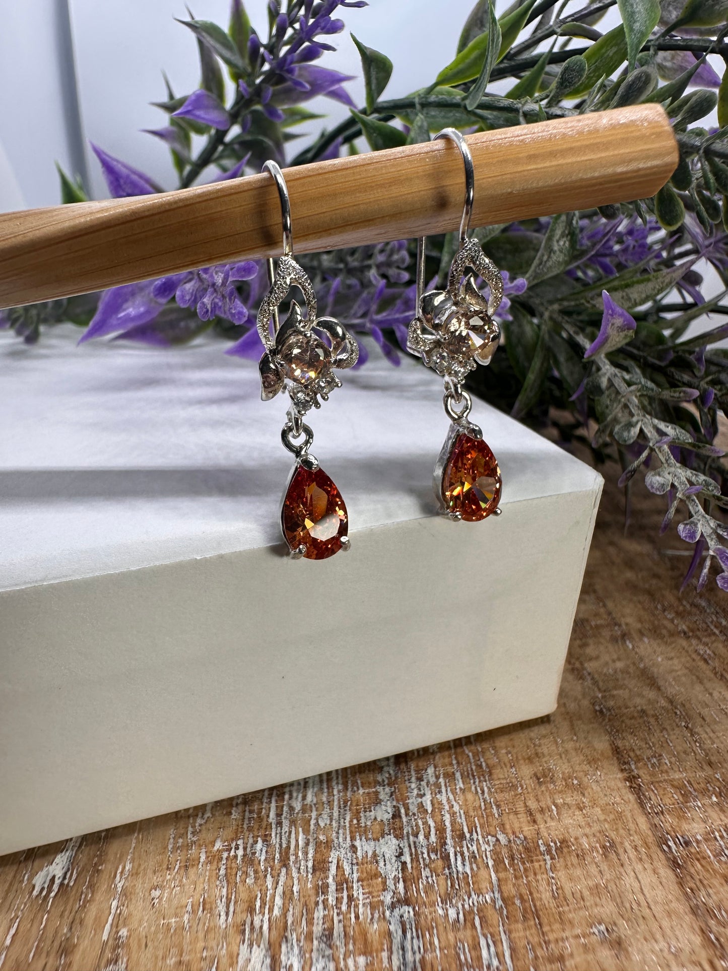 Amber Silver Earrings