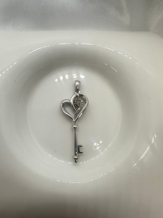 Heart Key Silver Pendant