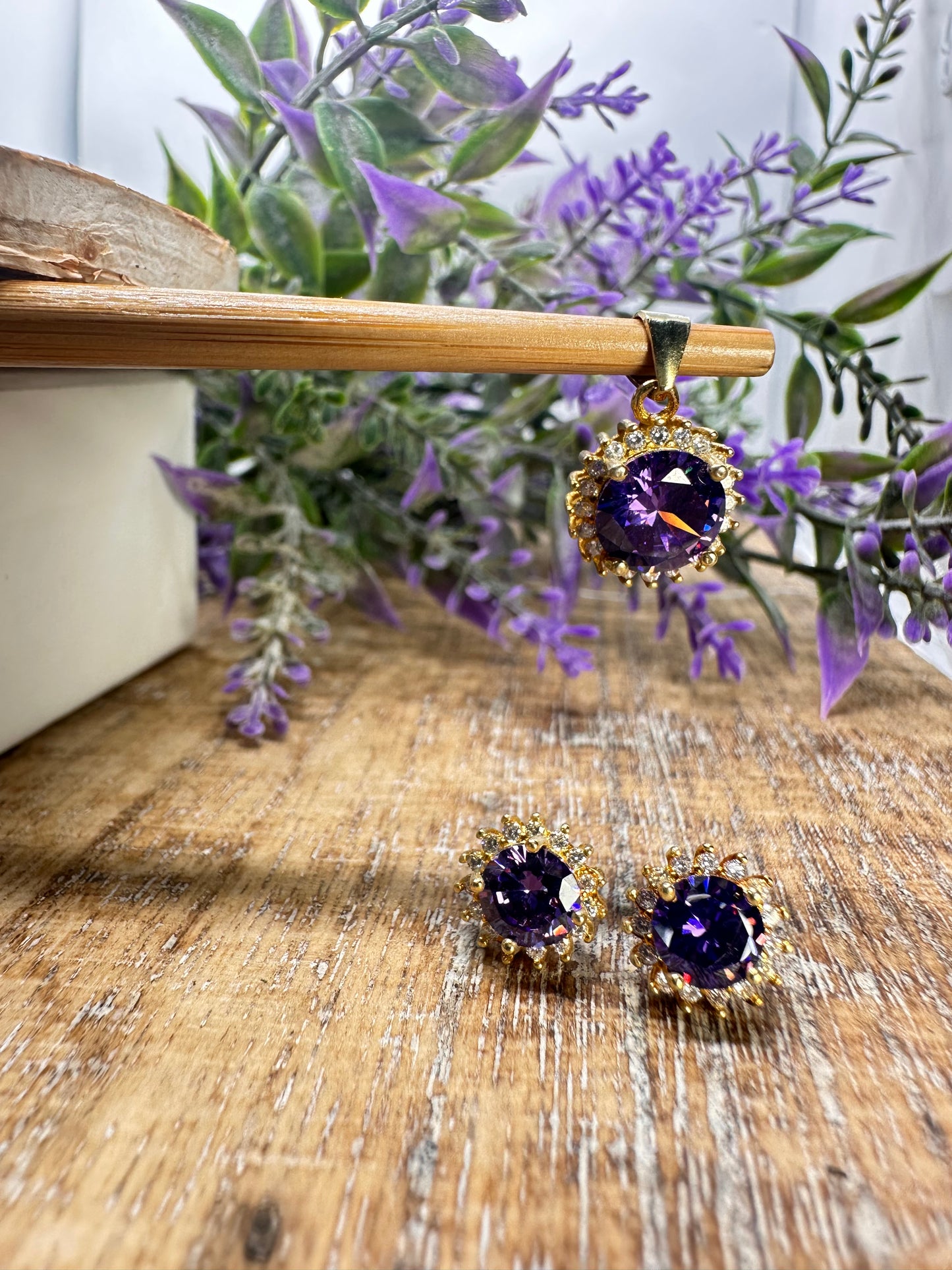 Gold Set Pendant and Earrings