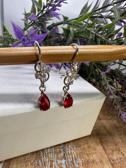 Silver Red Earrings