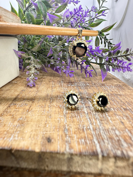 Gold Set Pendant and Earrings