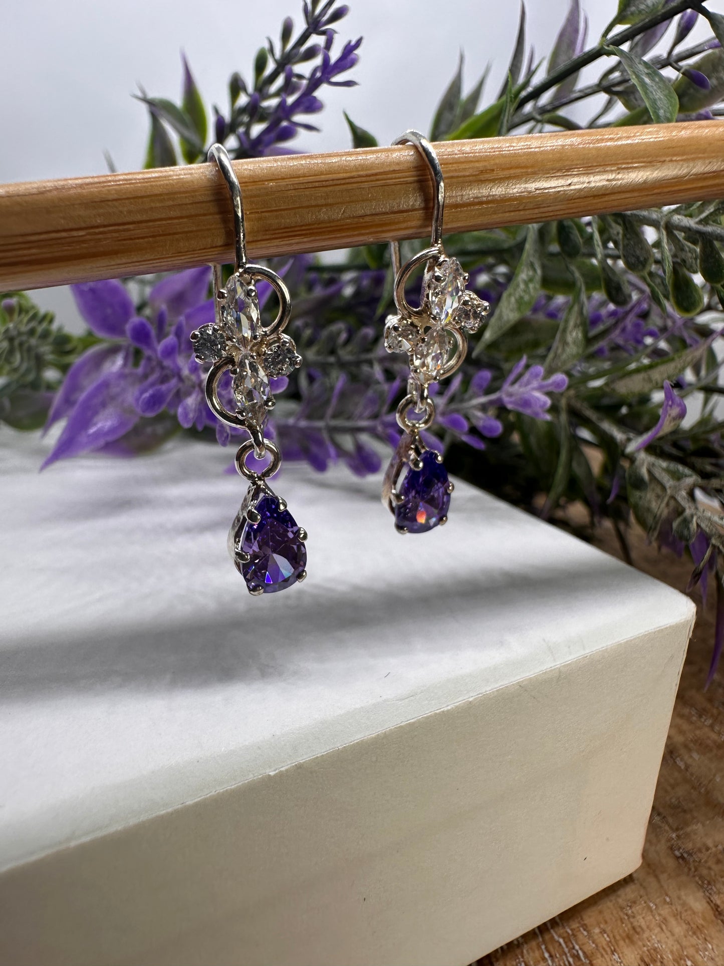 Purple Silver Earrings