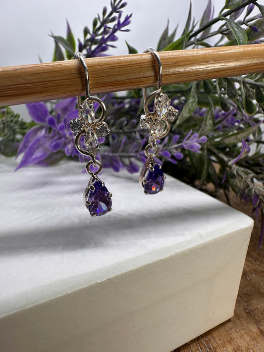 Purple Silver Earrings