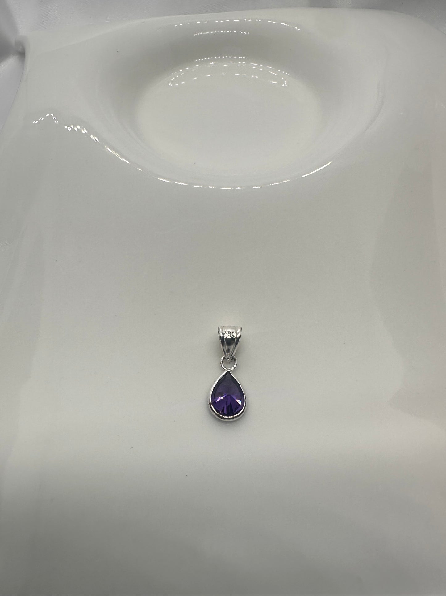 Purple Drop Silver Pendant