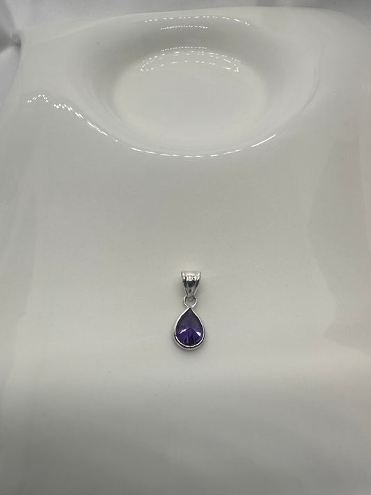 Purple Drop Silver Pendant