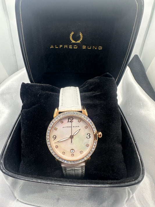 Gold Rose White Leather