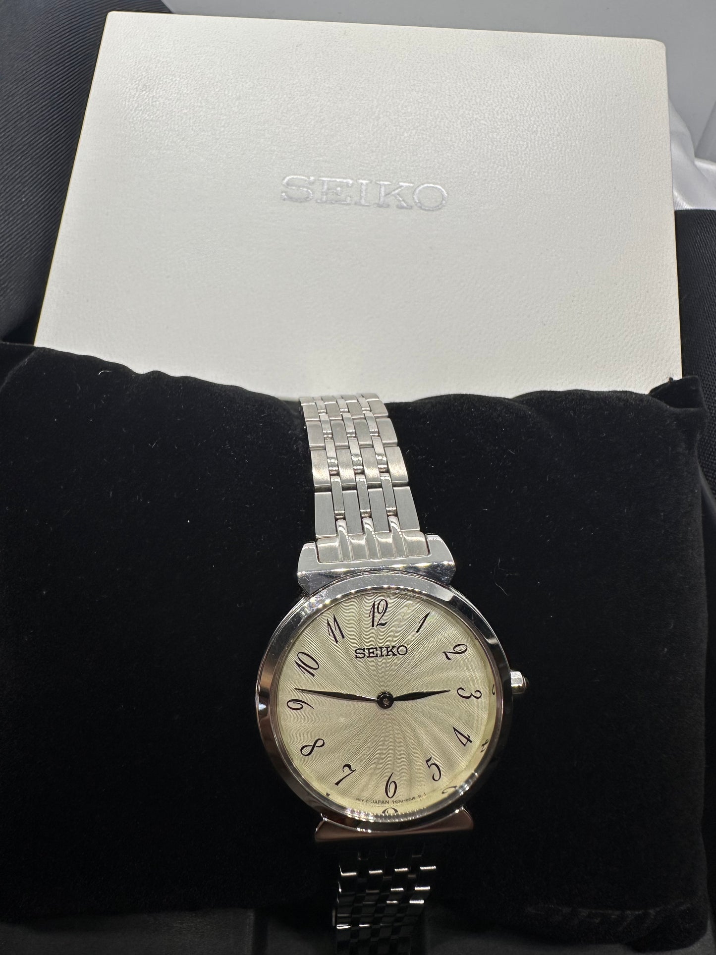 Seiko SFQ801 Essentials Stainless Steel Silver Patterned Dial Women's Quartz Watch