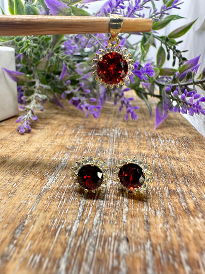 Gold Set Pendant and Earrings
