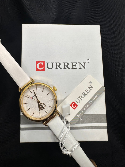 Curren Gold/ White Leather