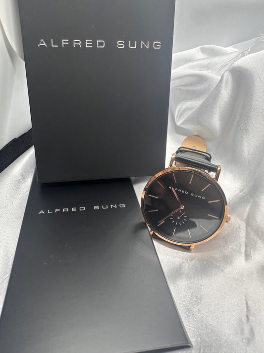 Slim Gold Rose / Black Leather