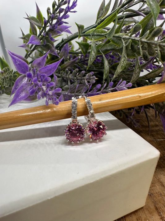 Pink Silver Earrings