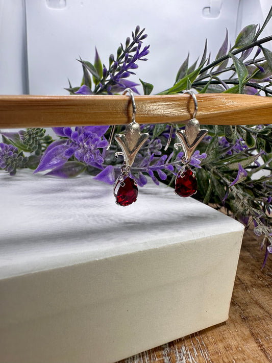 Red Silver Earrings