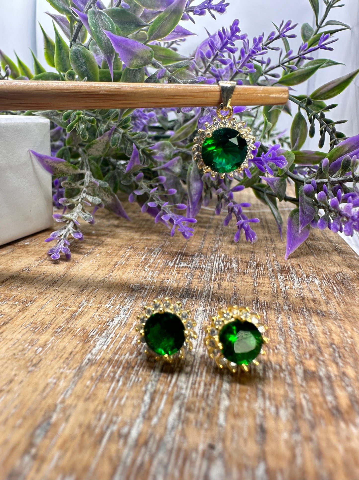 Gold Set Pendant and Earrings