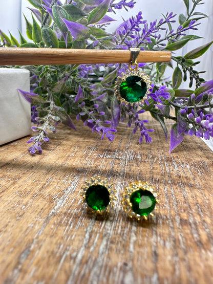 Gold Set Pendant and Earrings