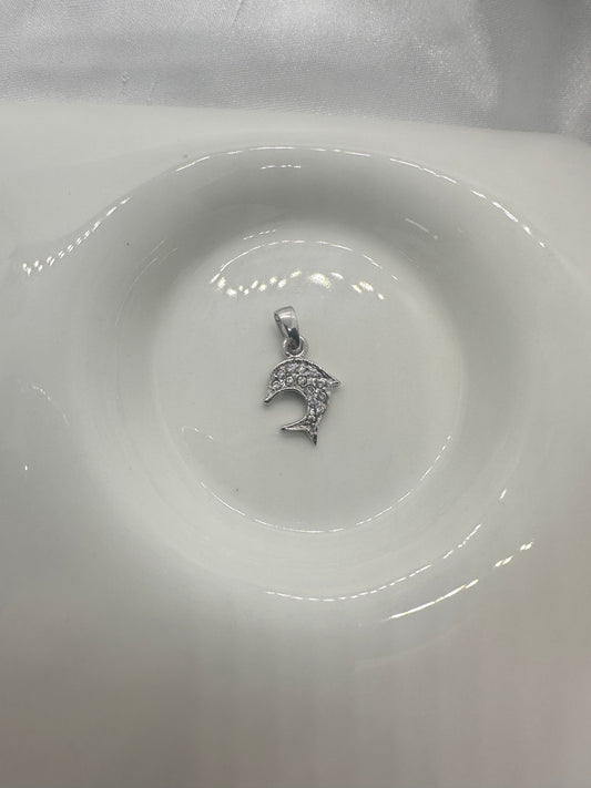 Stone Dolphin Silver Pendant