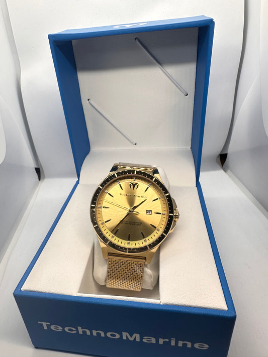 TECHNOMARINE 
MoonSun Date Quartz Gold  Dial Men's Watch-822007