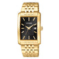Men's Citizen Quartz Gold-Tone Watch with Tonneau Black Dial